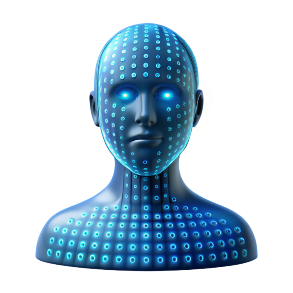 serene artistic Glowing Binary Code Forming Human Face Silhouette Transparent professional png