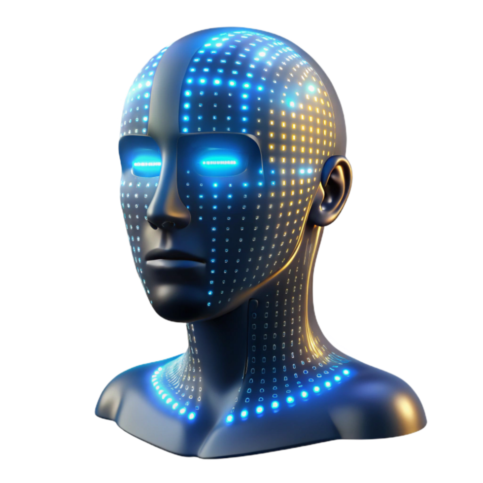 magnificent creative Glowing Binary Code Forming Human Face Silhouette Transparent authentic png