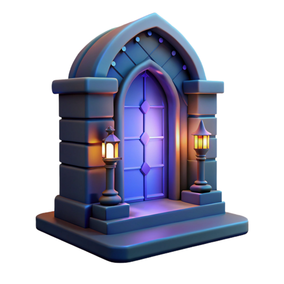 dramatic rustic Glowing Building Doorway Night Scene Transparent detailed png