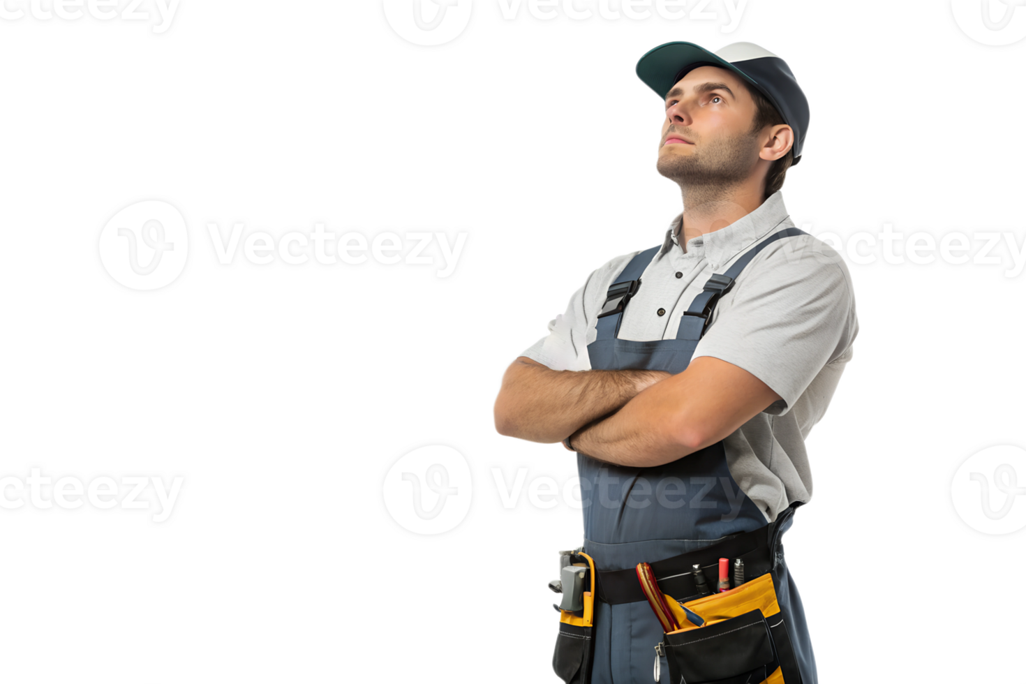 Skilled worker in uniform poses with confidence png