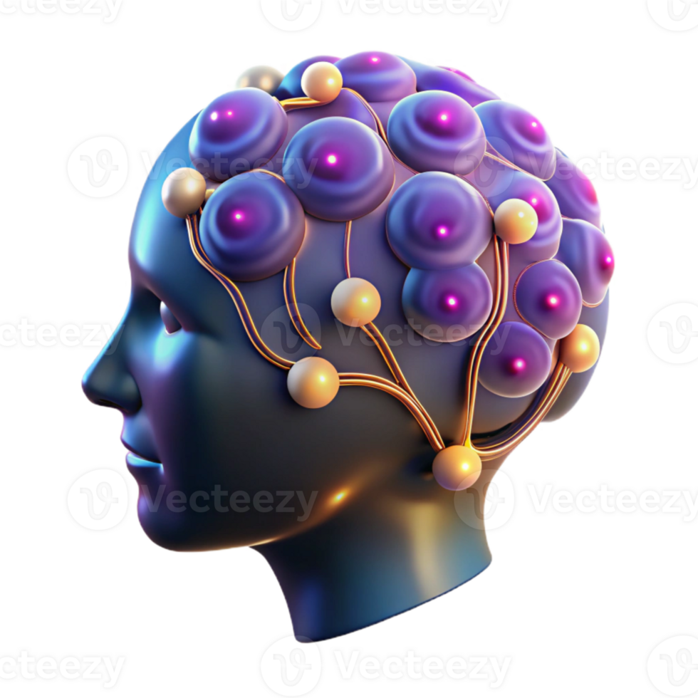 wonderful minimalist Glowing Data Points Forming Human Head Silhouette Cutout png