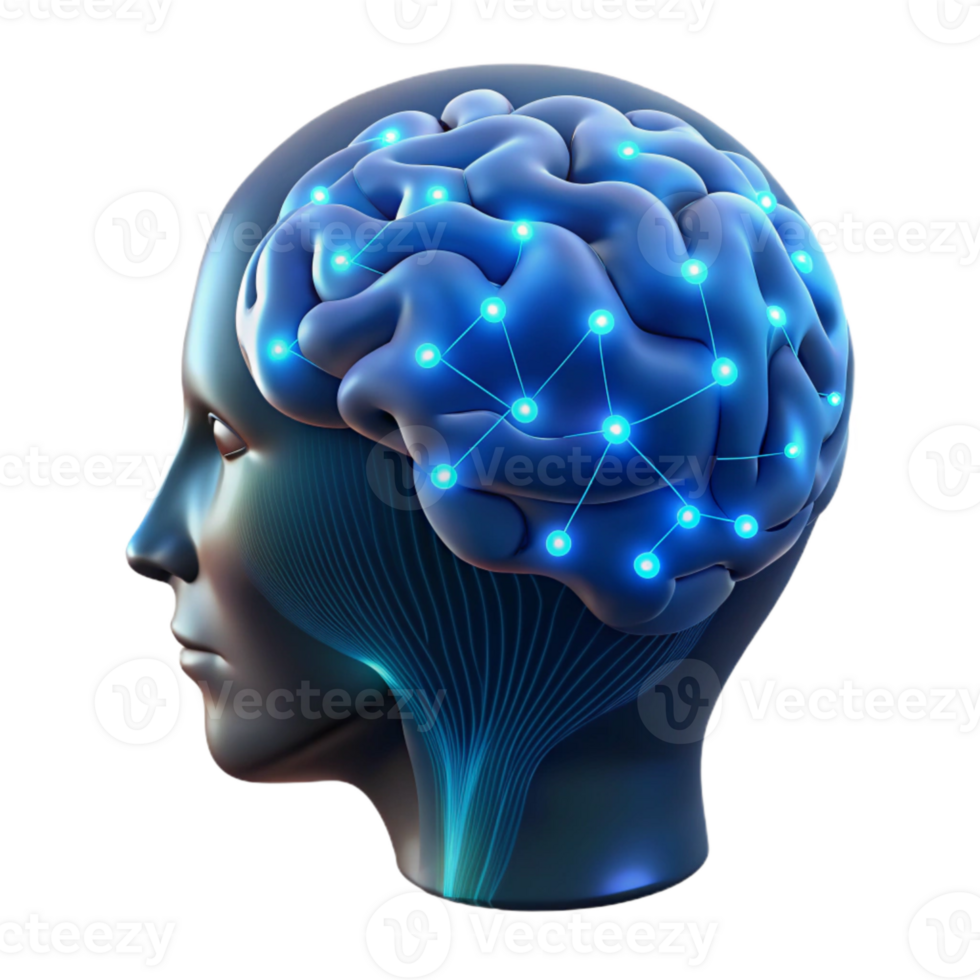 extraordinary abstract Glowing Data Points Forming Human Head Silhouette Cutout premium png