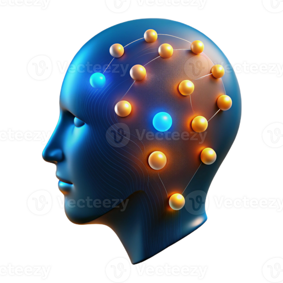 elegant minimalist Glowing Data Points Forming Human Head Silhouette Cutout genuine png