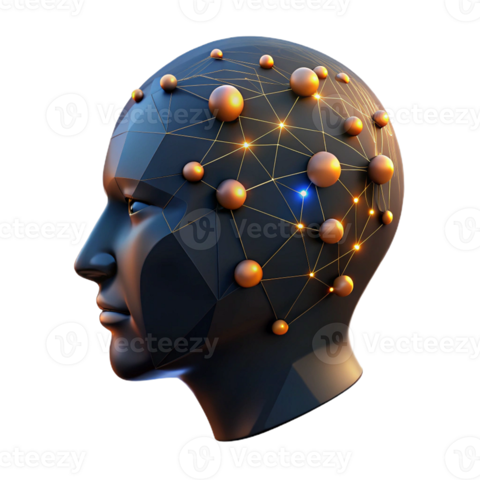 elegant vintage Glowing Data Points Forming Human Head Silhouette Cutout exclusive png