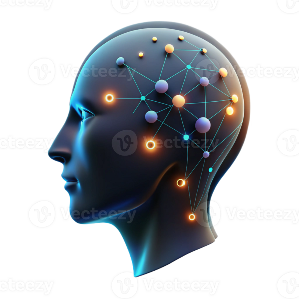 wonderful abstract Glowing Data Points Forming Human Head Silhouette Cutout detailed png
