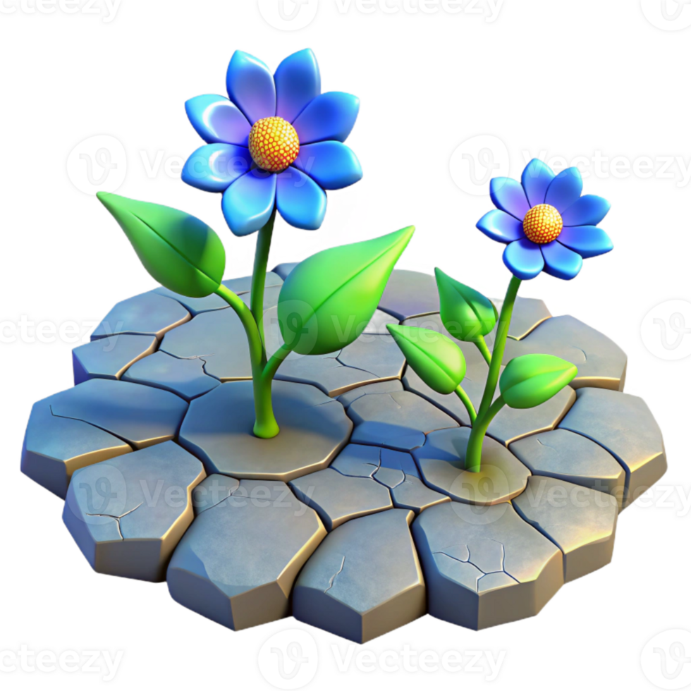 beautiful rustic Glowing Flowers Through Cracked Pavement Cutout original png