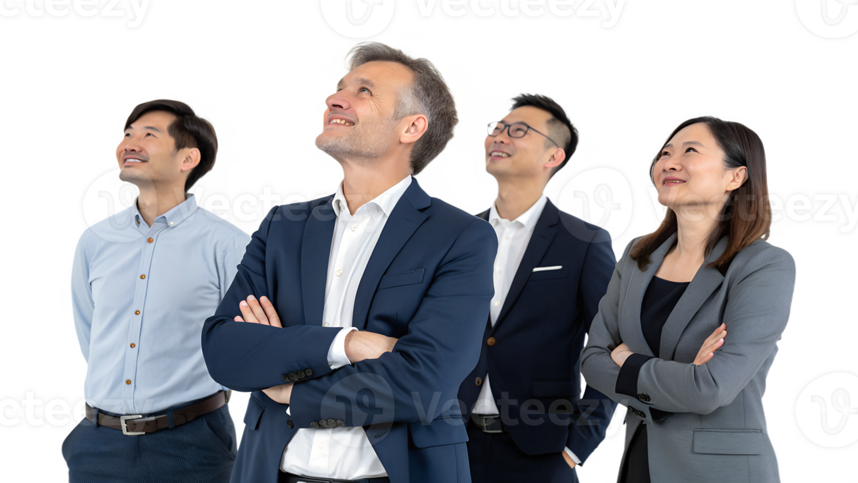 Business team members looking up with optimism png