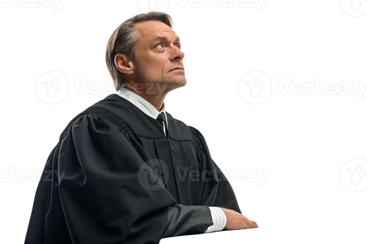 Judge pondering in the courtroom png