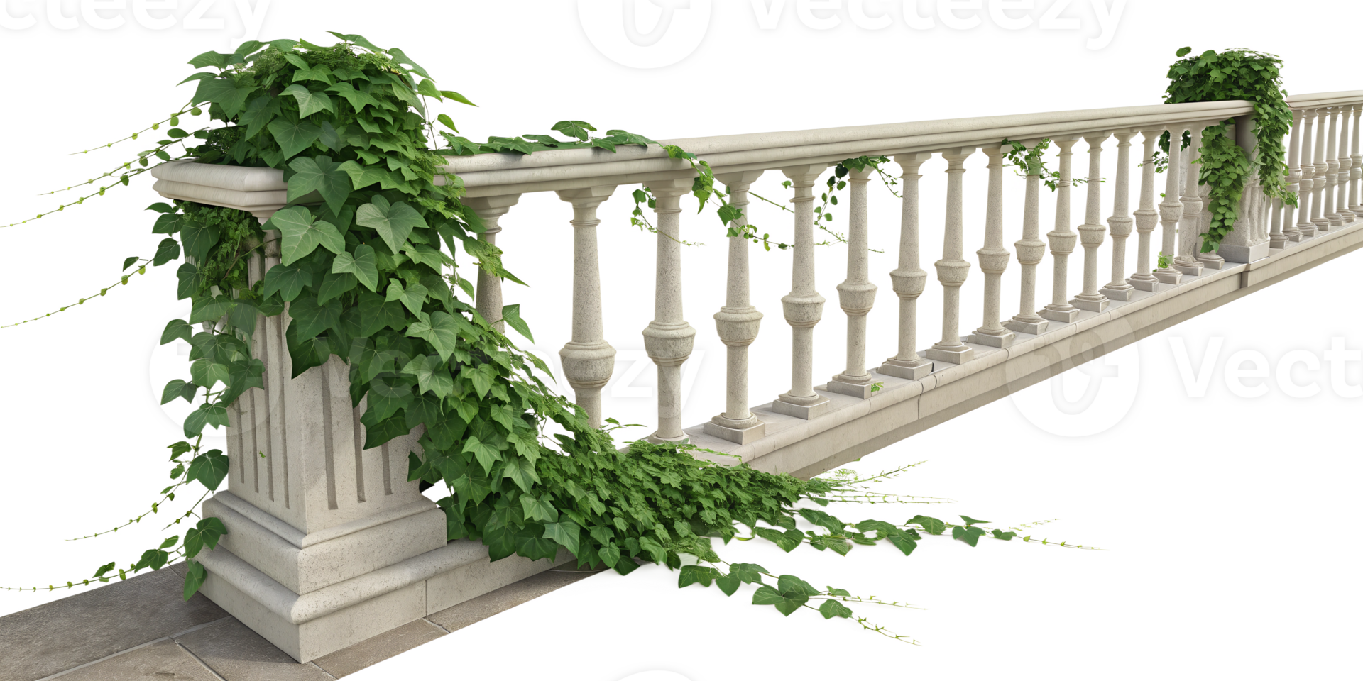 Green vines growing on a decorative railing png