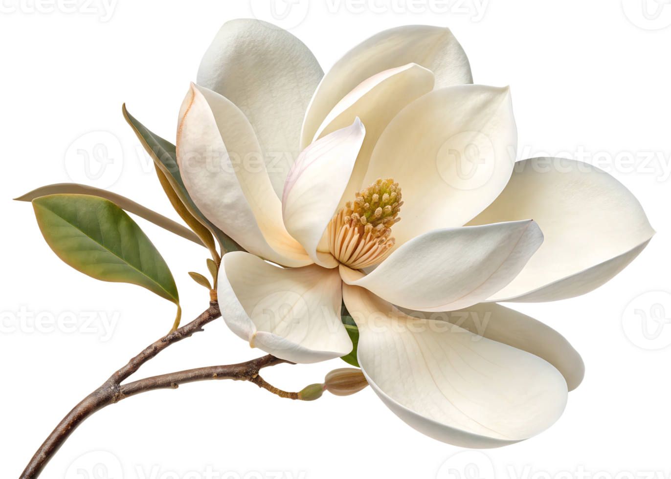 Magnolia blossom showcasing delicate white petals png