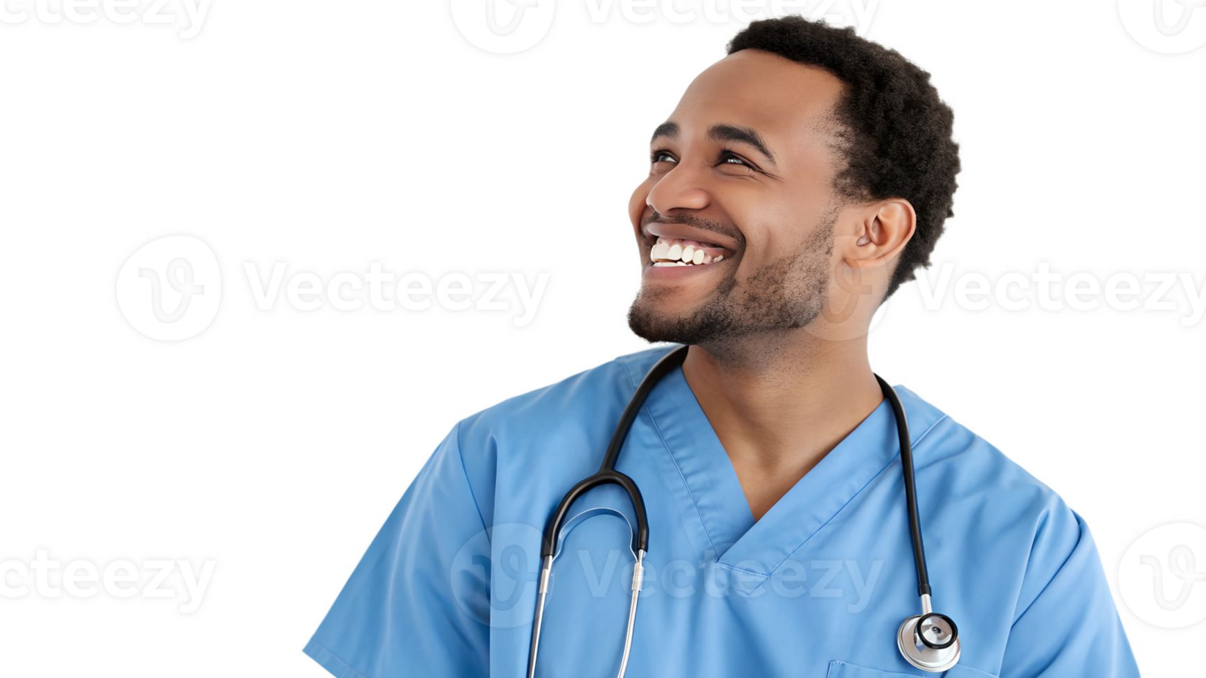 Smiling healthcare worker in scrubs png
