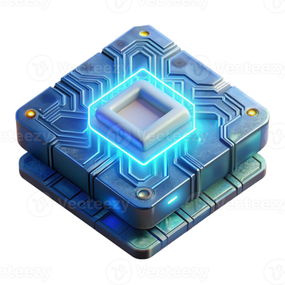 magnificent minimalist Glowing Quantum Circuit Board Isolated on Transparent Background professional png
