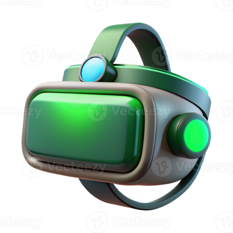 magnificent modern Glowing Virtual Reality Headset with Green Accents Isolated high quality png