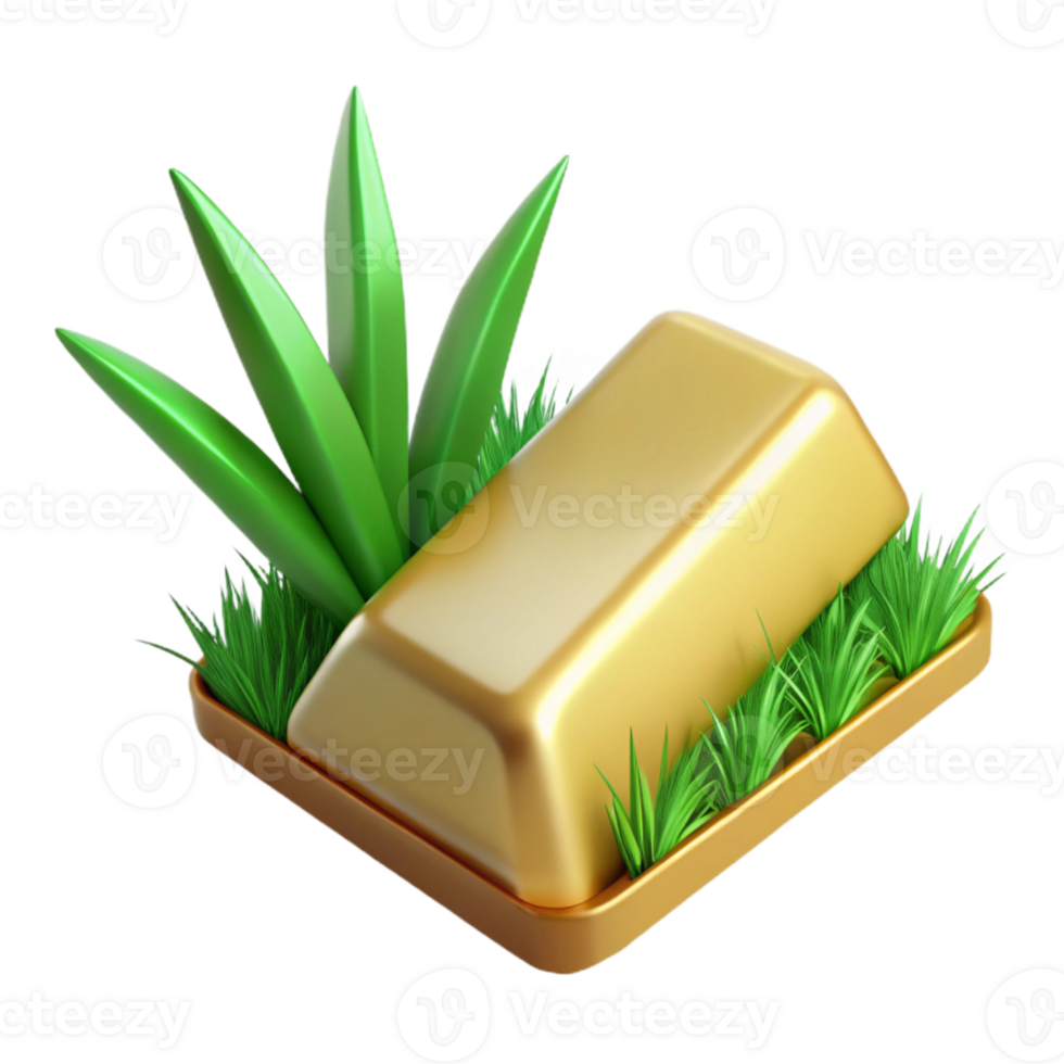 stunning rustic Gold Bar and Green Grass Blade Cutout high quality png