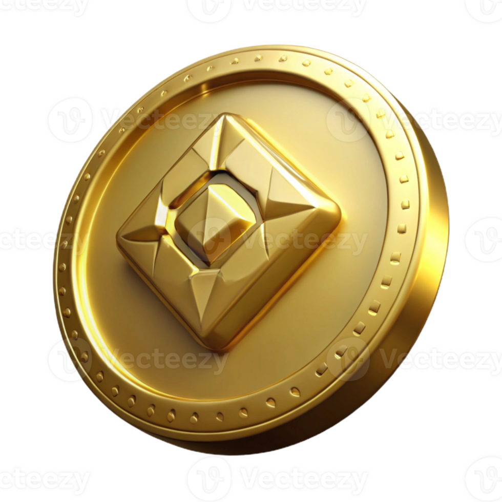 stunning contemporary Gold 3d Printed Coin Isolated authentic png