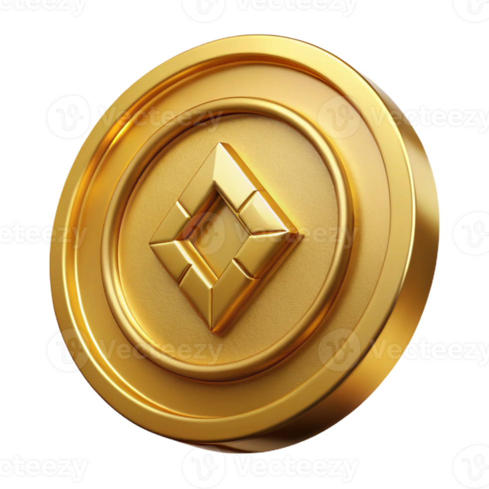 beautiful vintage Gold 3d Printed Coin Isolated original png