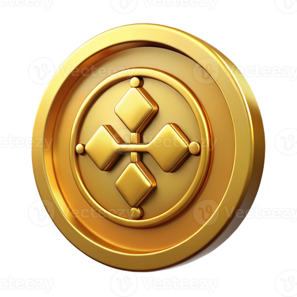 magnificent classic Gold Coin with Traditional Symbols Front View Isolated professional png