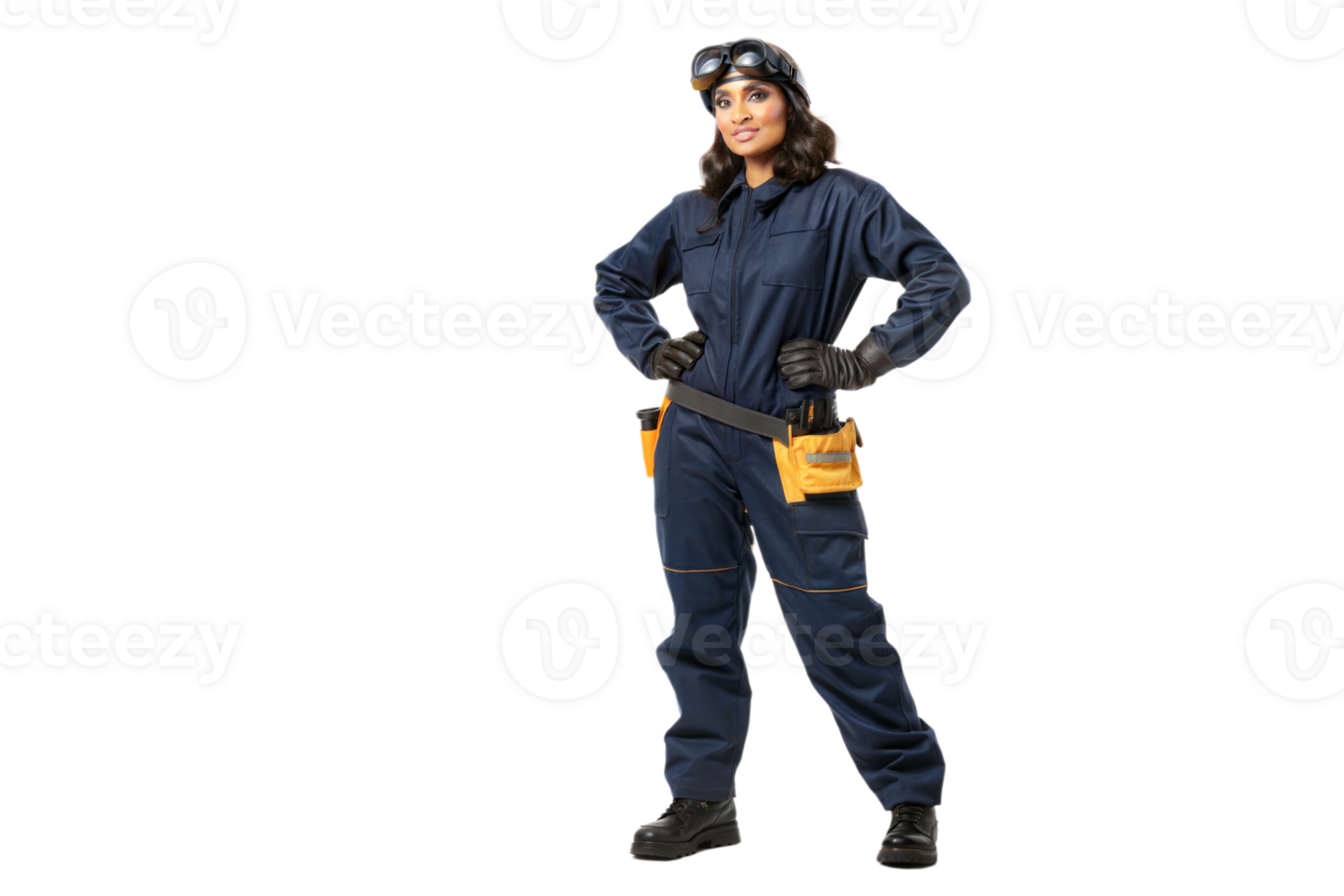 Confident woman in work attire during a project png