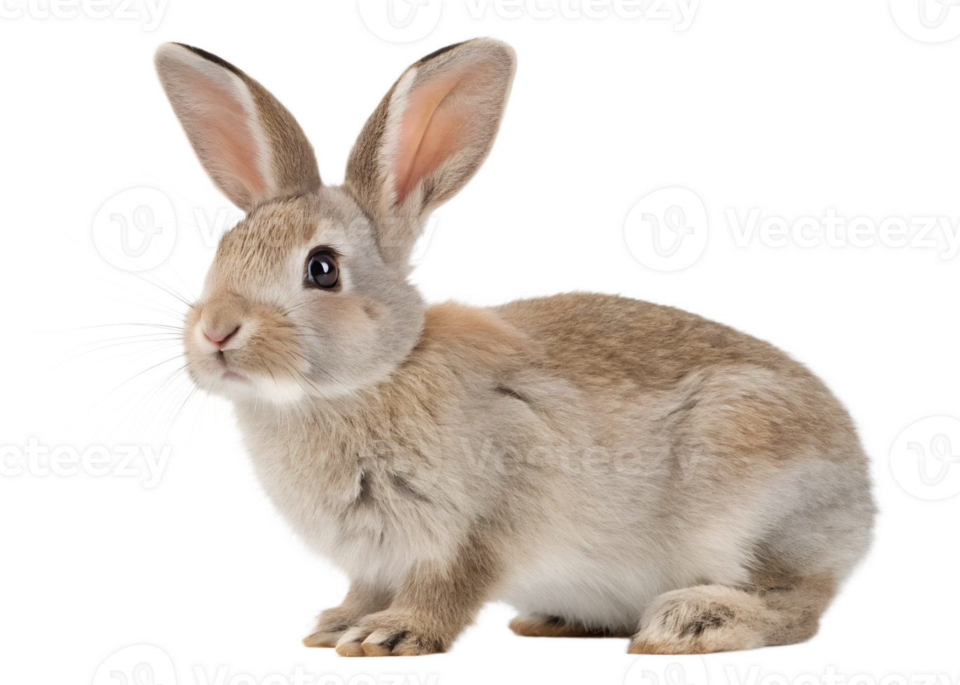 Cute gray rabbit sitting on white background png