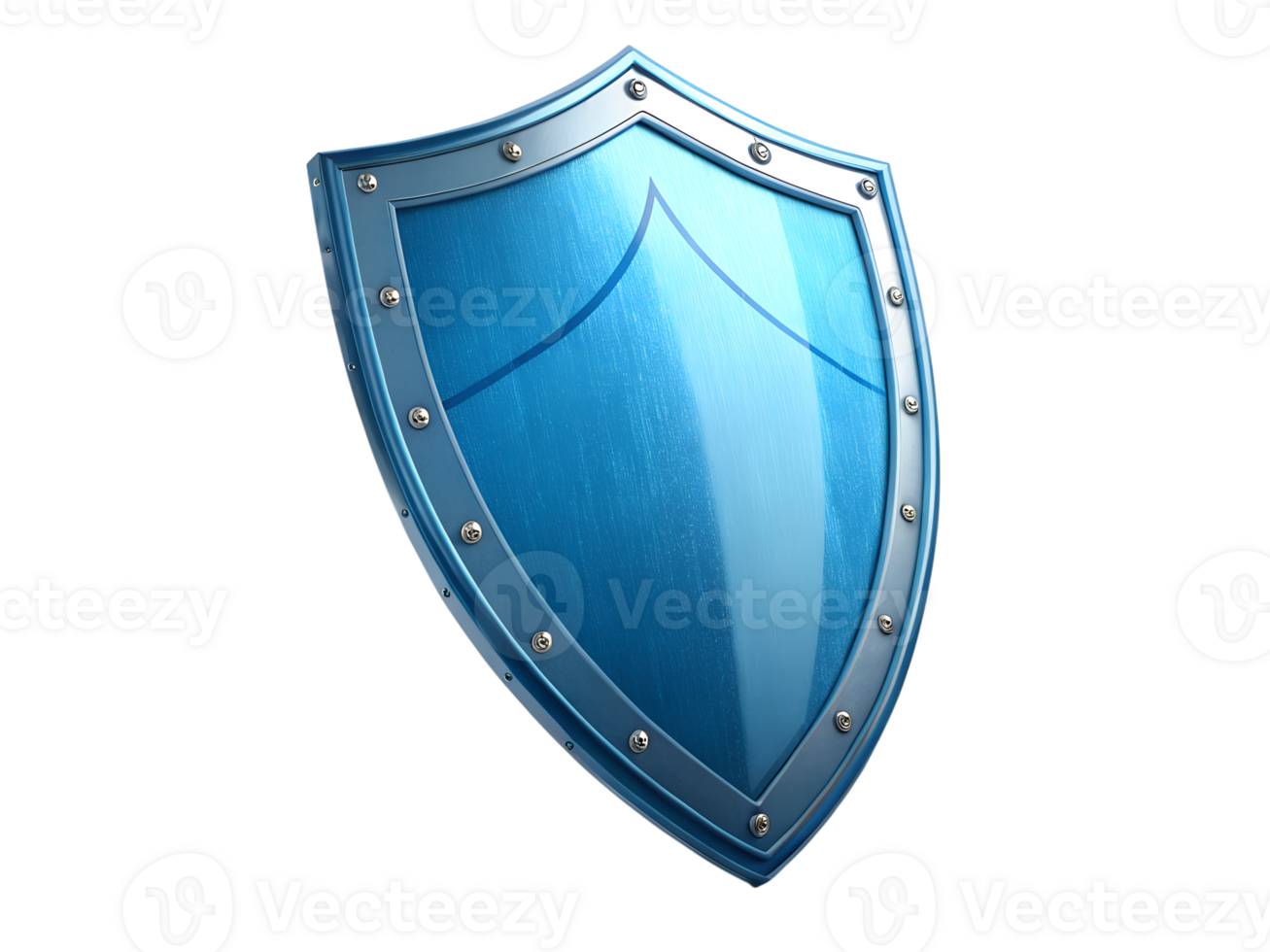 Metallic blue shield design with detailed edging png