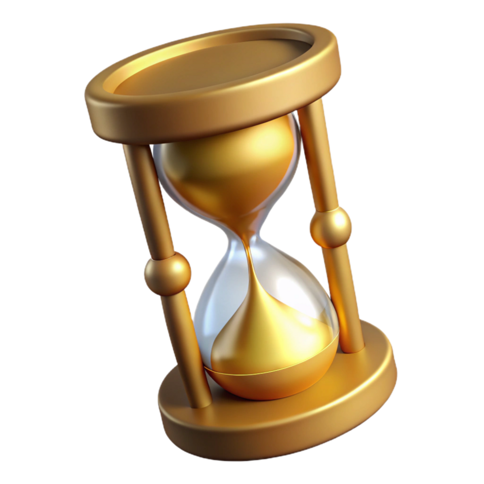 impressive artistic Golden Hourglass Side View Isolated premium png