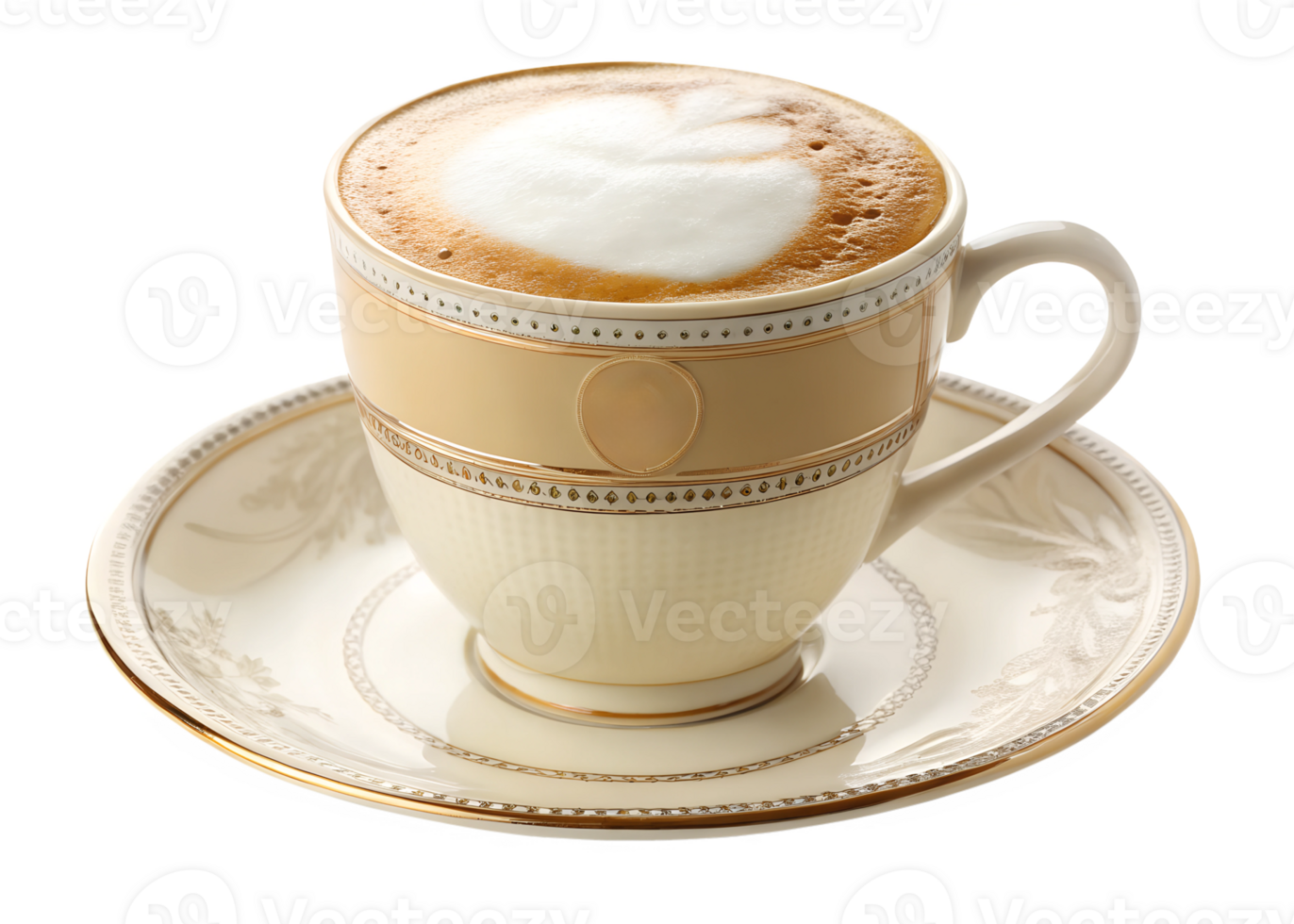 Coffee served in an elegant cup on a plate png