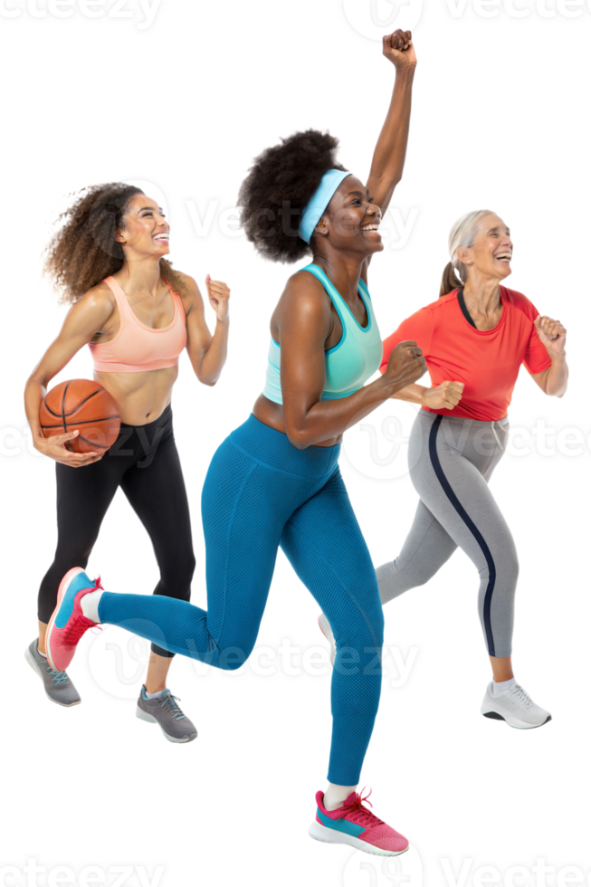 Three women enjoying fitness together png