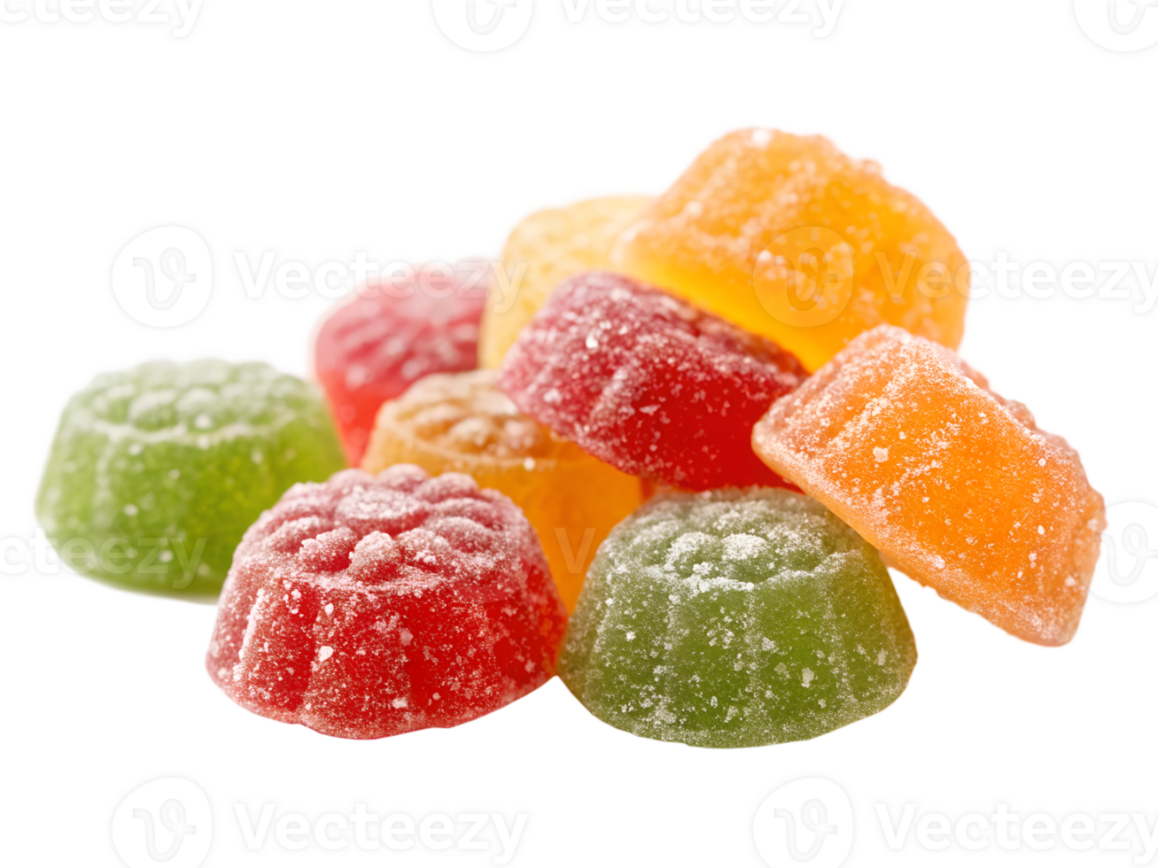 Colorful gummy candies on white surface png