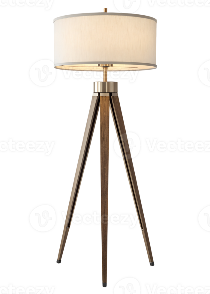 Stylish tripod floor lamp with soft shade design png
