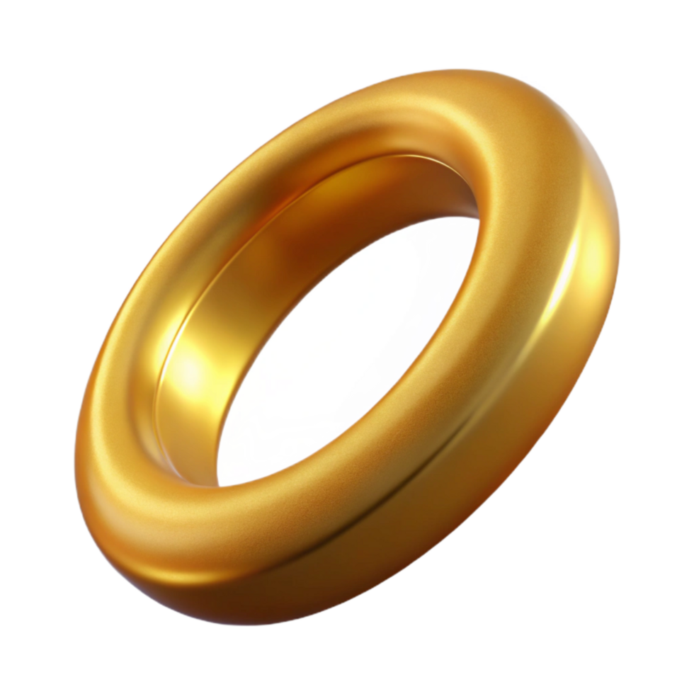magnificent contemporary Golden Ring Floating Angled View Isolated detailed png