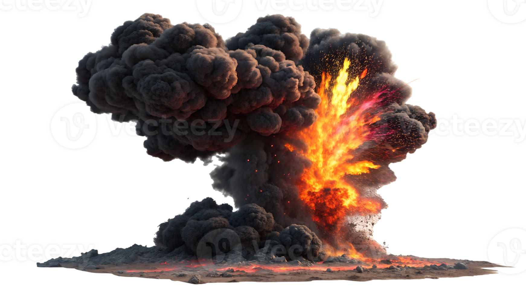 Explosion with dark smoke and flames rising high png