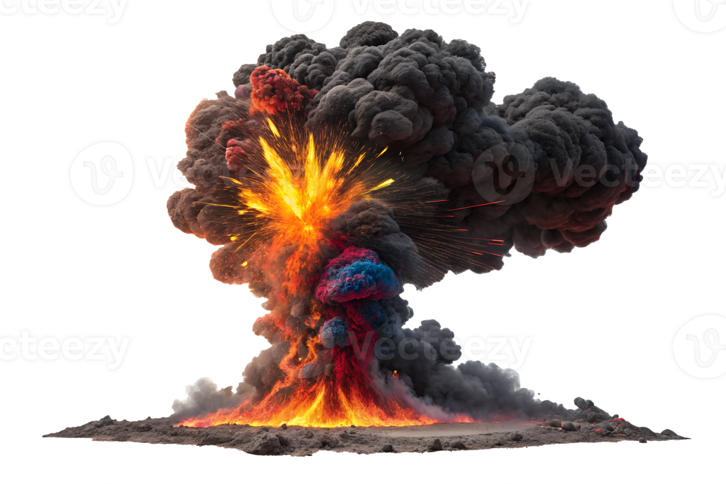 Large explosion creates a dramatic cloud of smoke png