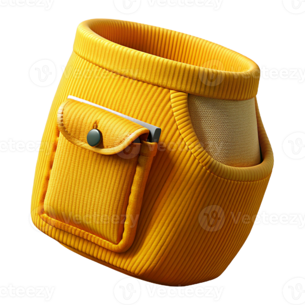 vibrant modern Golden Yellow Corduroy Fabric Pocket Detail Transparent Background png