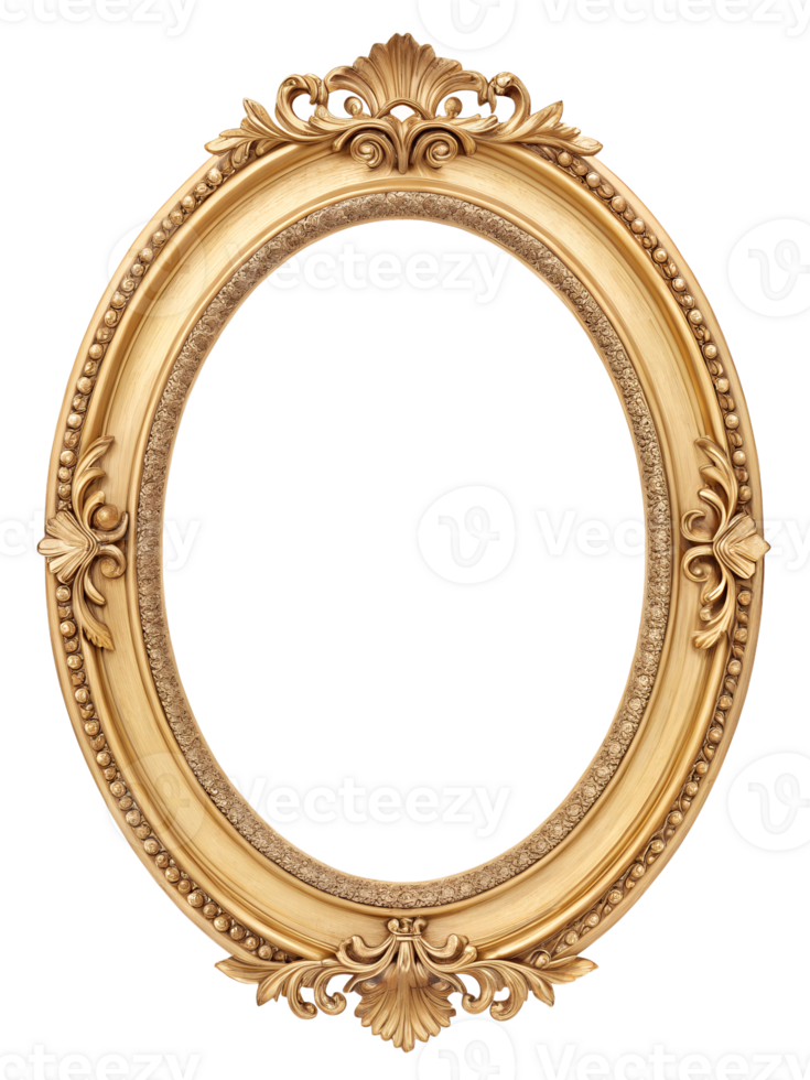 Ornate gold oval frame with decorative details png