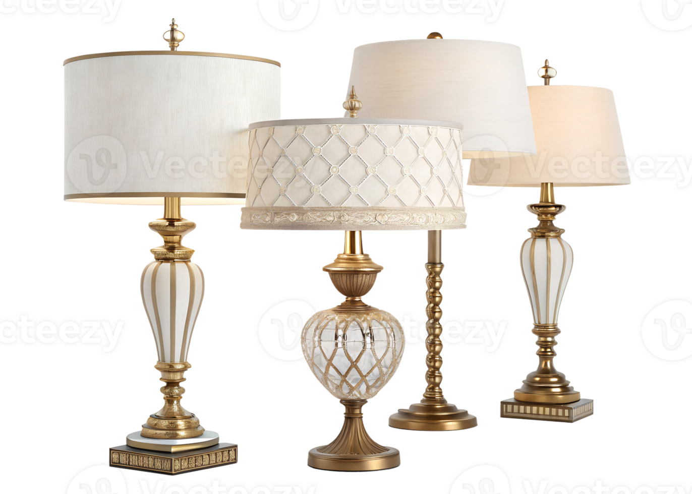 Elegant golden lamps in soft light setting png