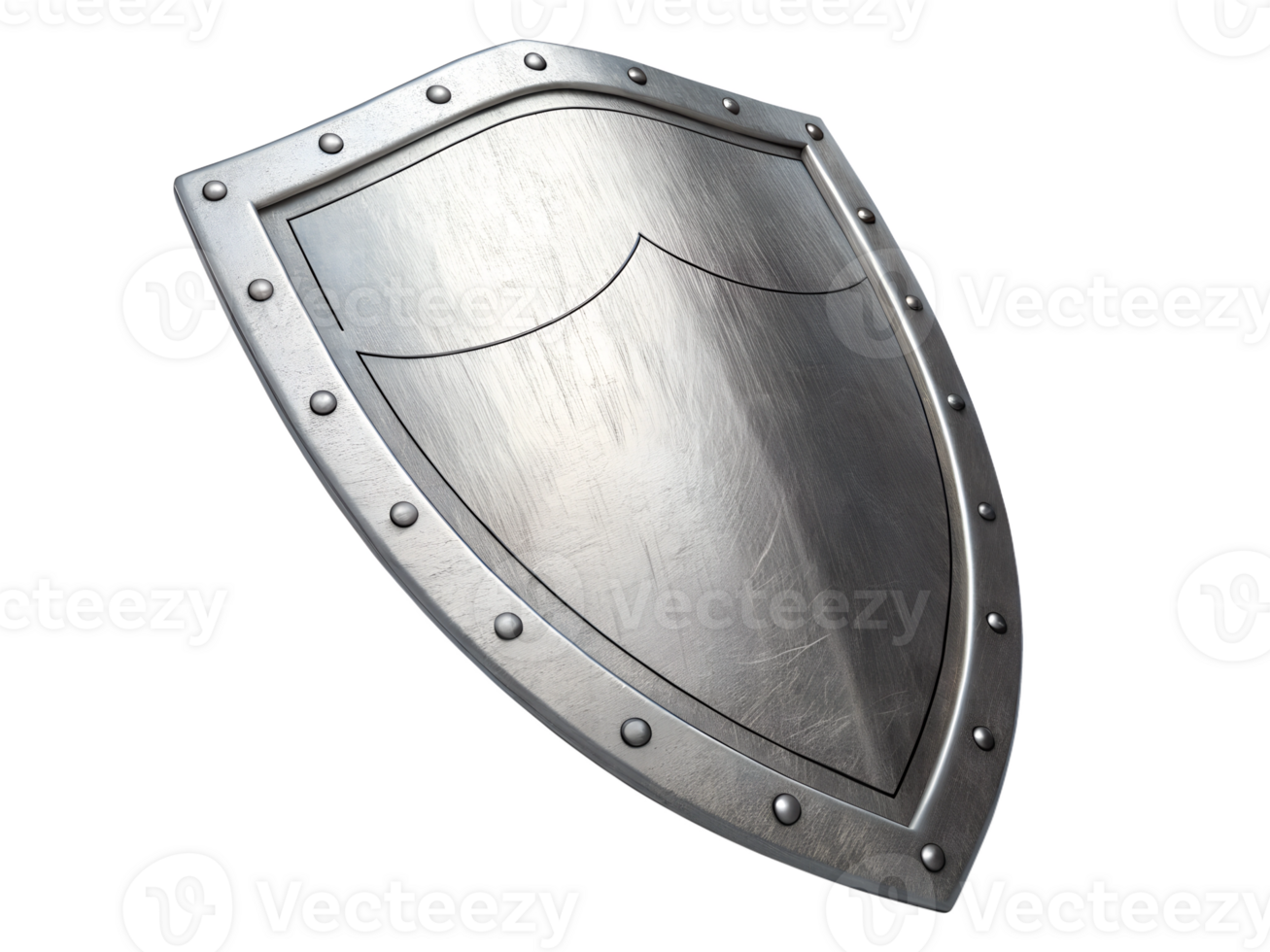 Shield design displaying polished metal surface png
