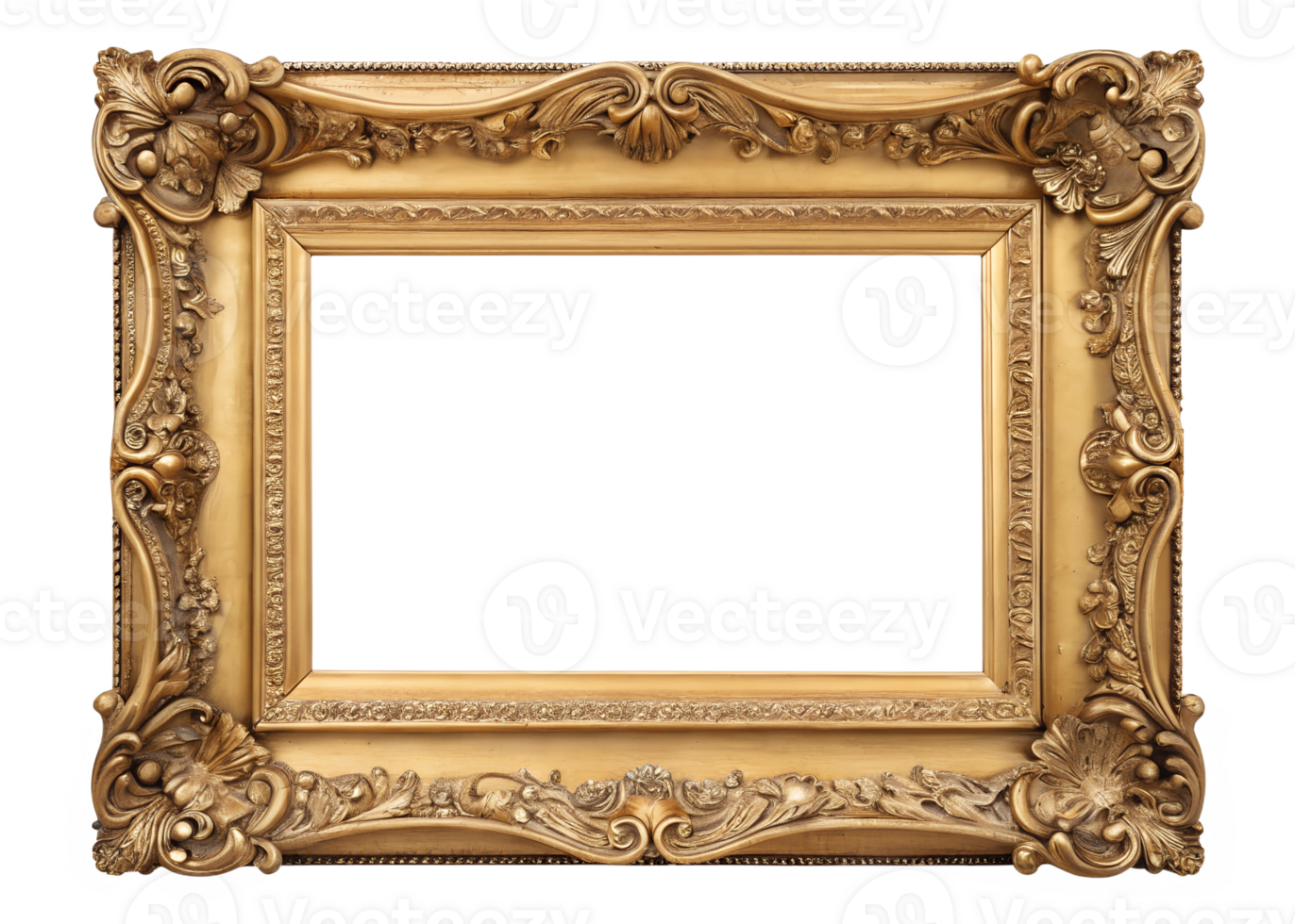 Ornate gold frame designed for art display png