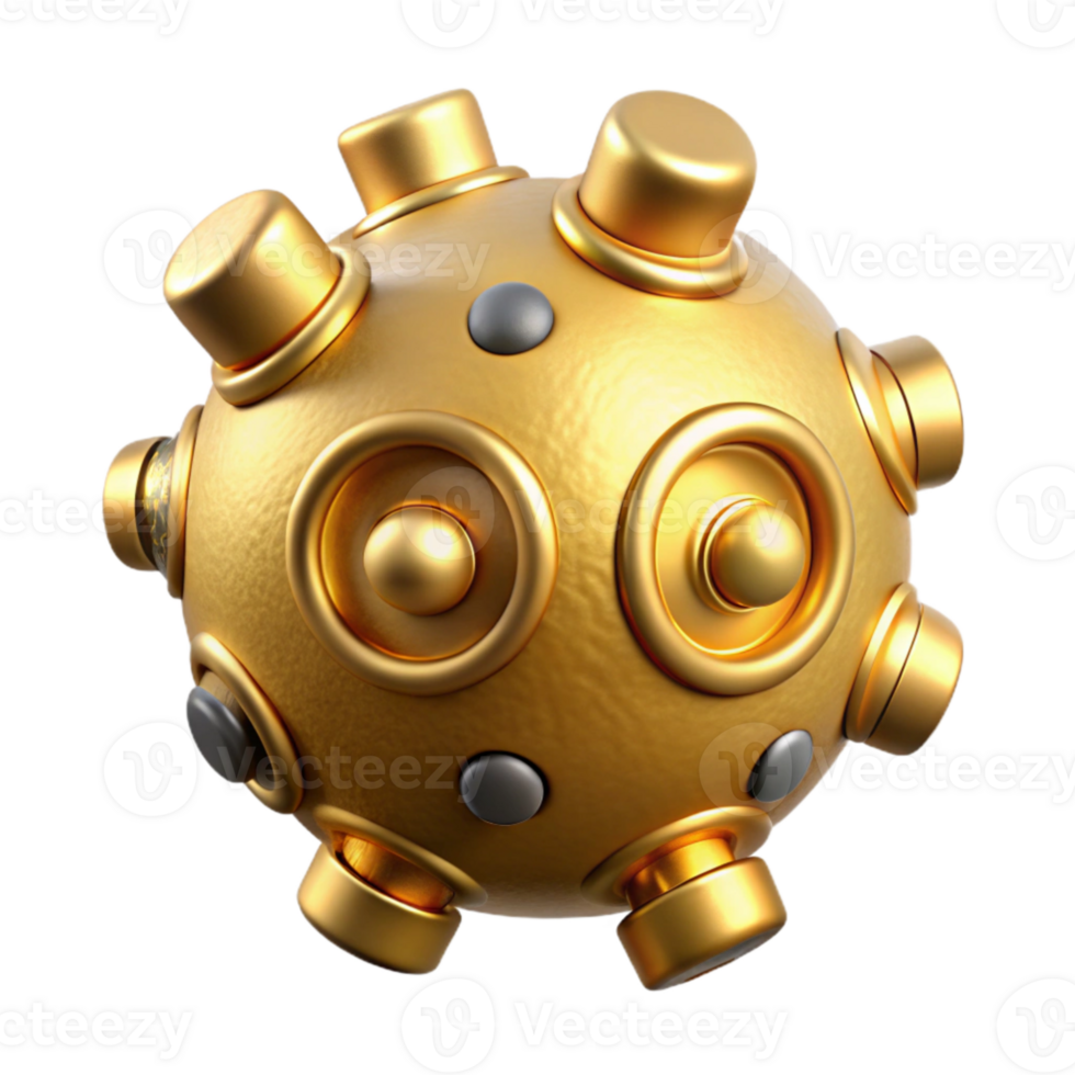 dramatic creative Gold Nanobot Analyzing Cellular Structure Isolated Element original png
