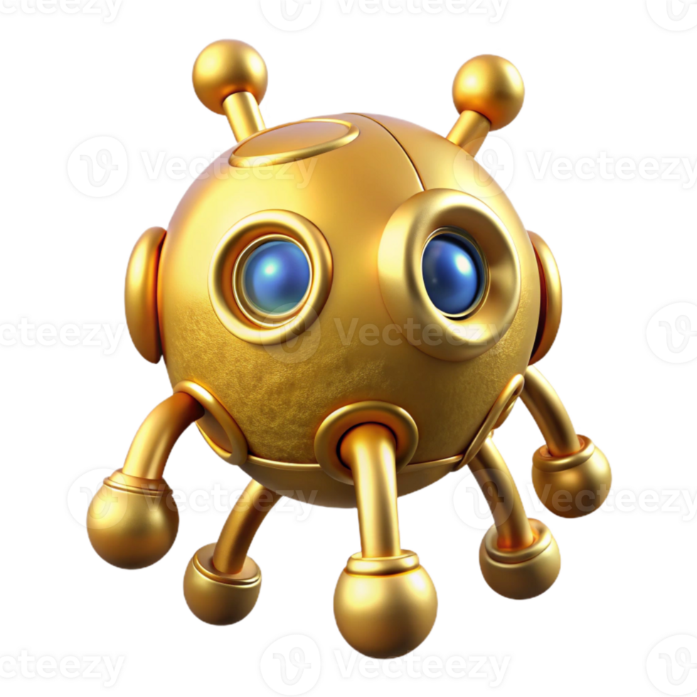 elegant contemporary Gold Nanobot Analyzing Cellular Structure Isolated Element original png