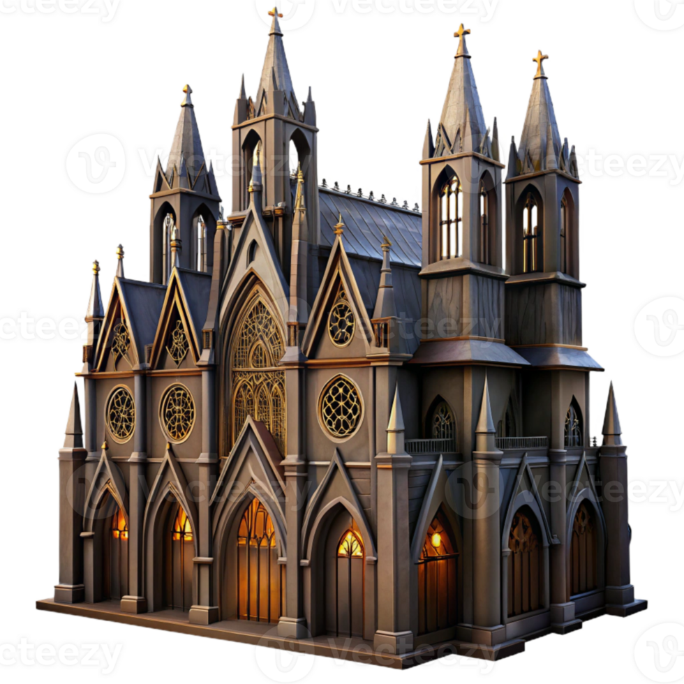 dramatic creative Gothic Architecture Cathedral Dark Transparent Background genuine png