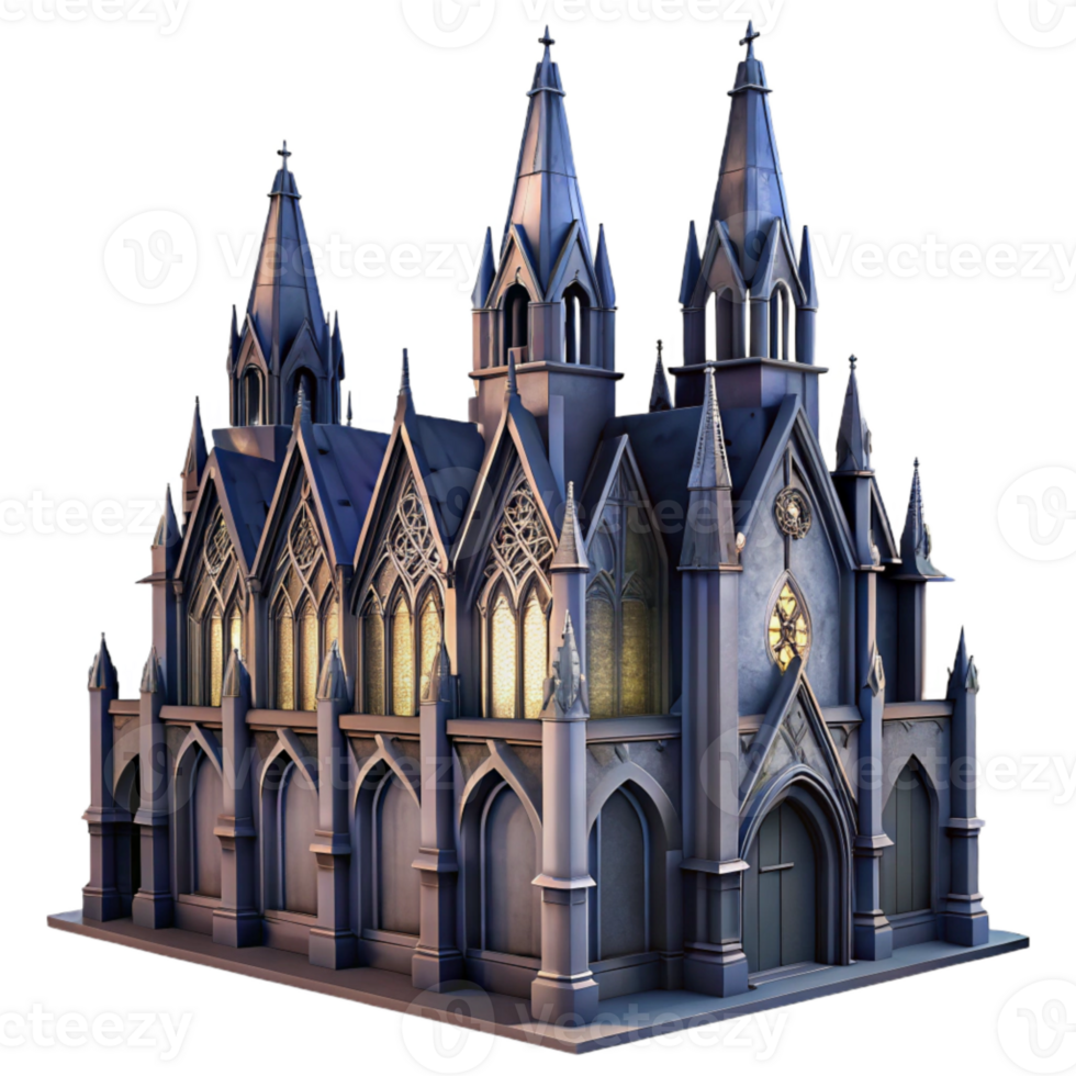 extraordinary vintage Gothic Architecture Cathedral Dark Transparent Background detailed png