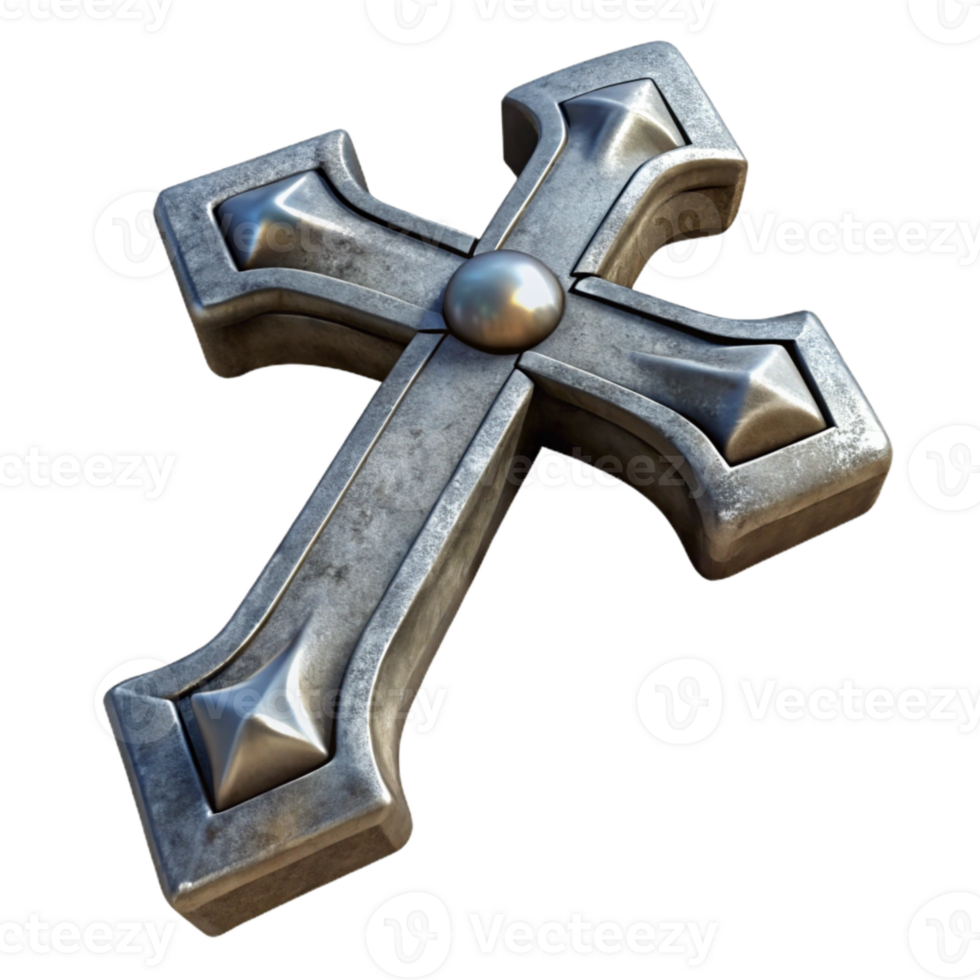 impressive artistic Gothic Cross Silver Isolated detailed png