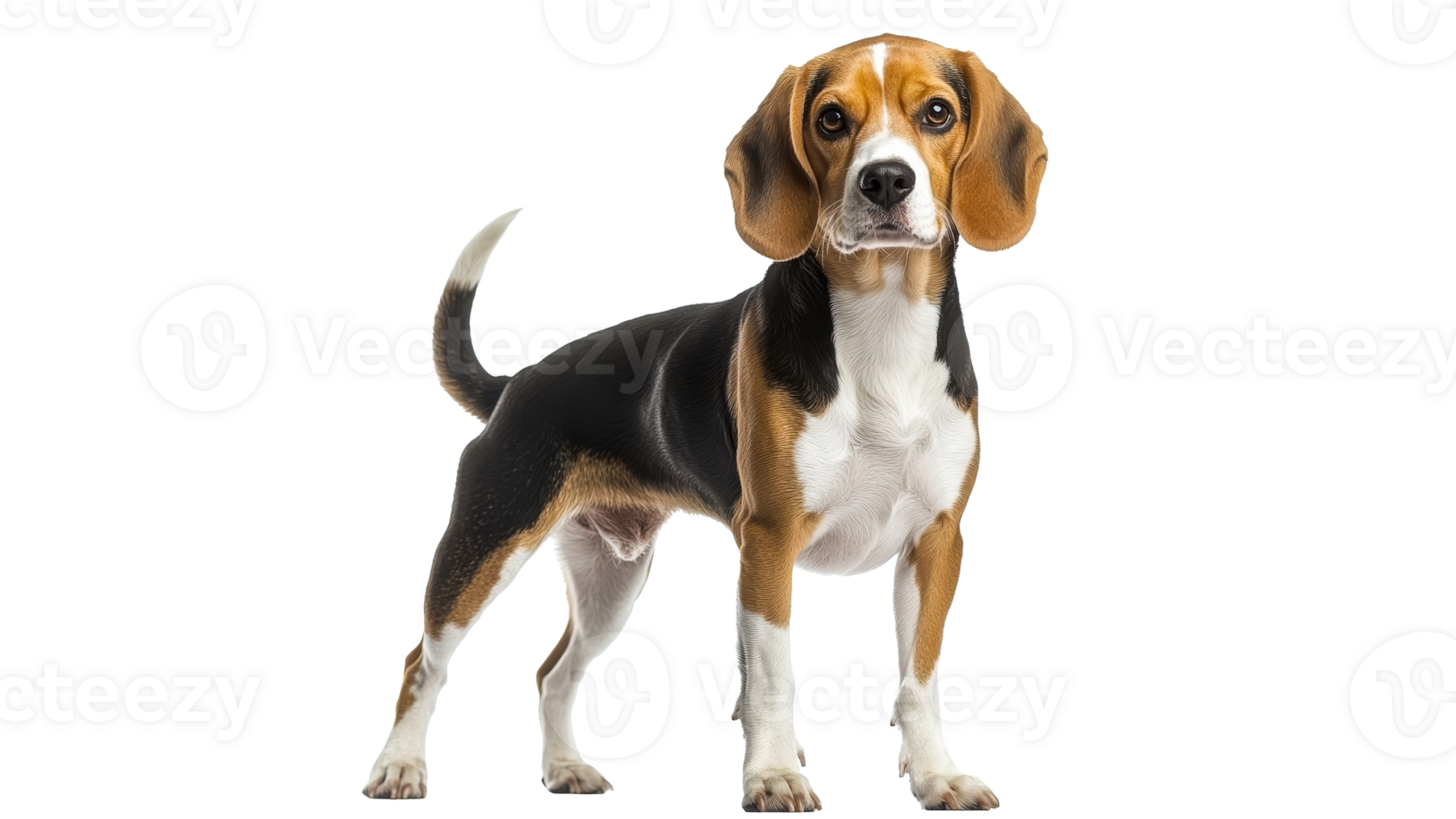 Beagle standing confidently on a white background png