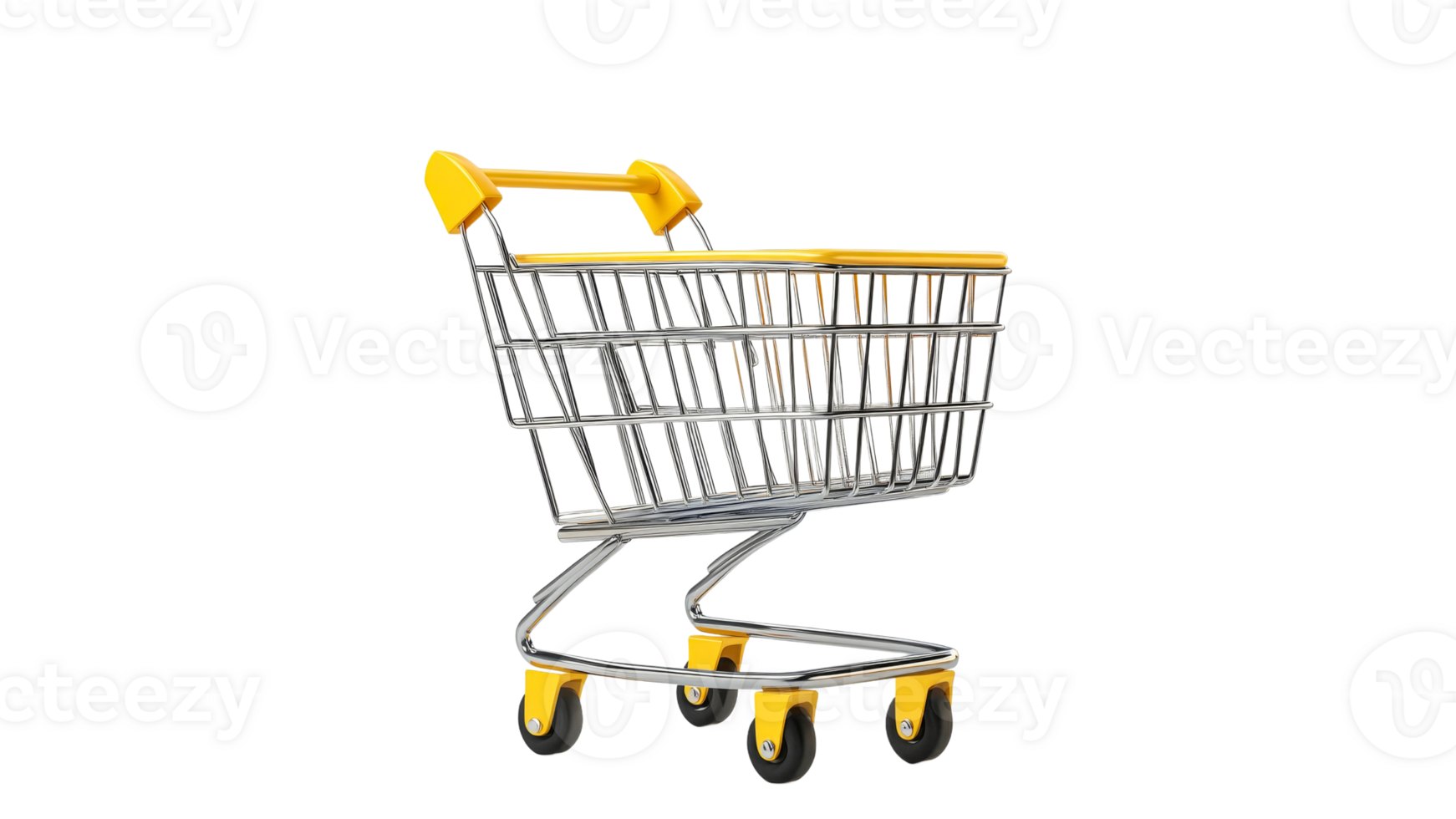 Yellow accented shopping cart in studio png