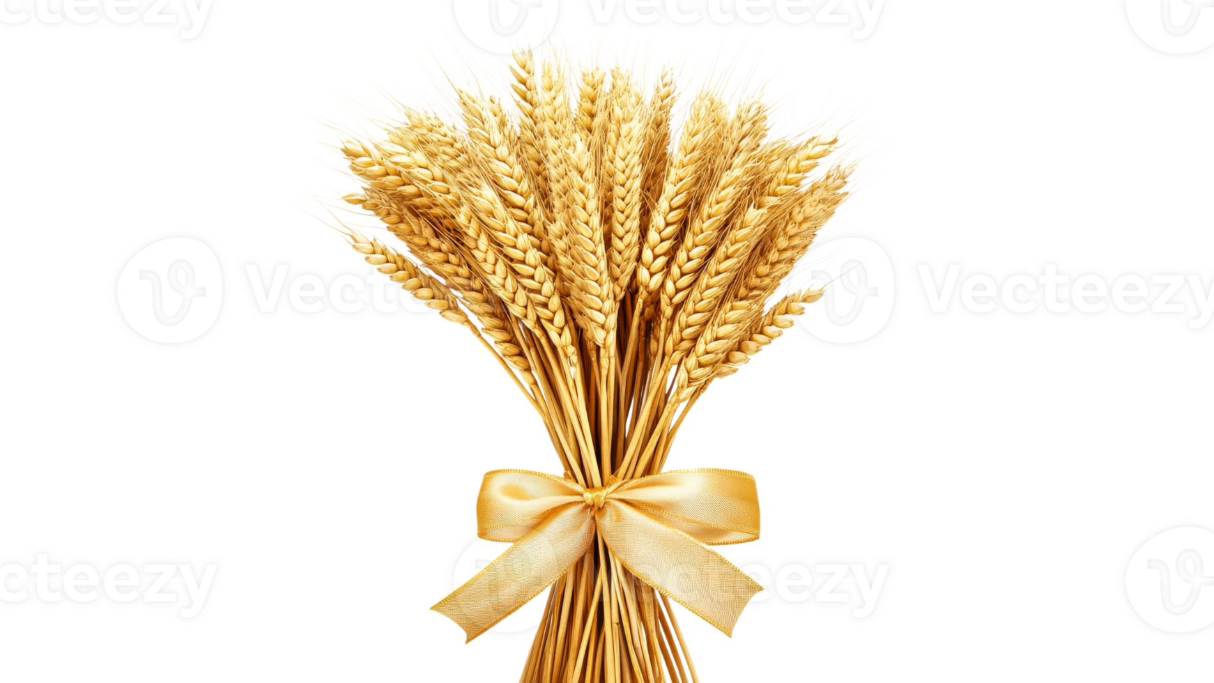 Wheat bouquet tied with golden ribbon for decor png
