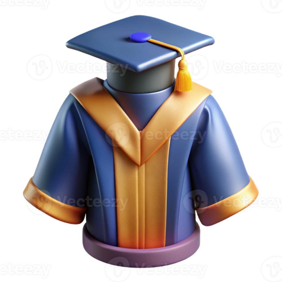 magnificent abstract Graduation Gown and Cap Front View Isolated high quality png