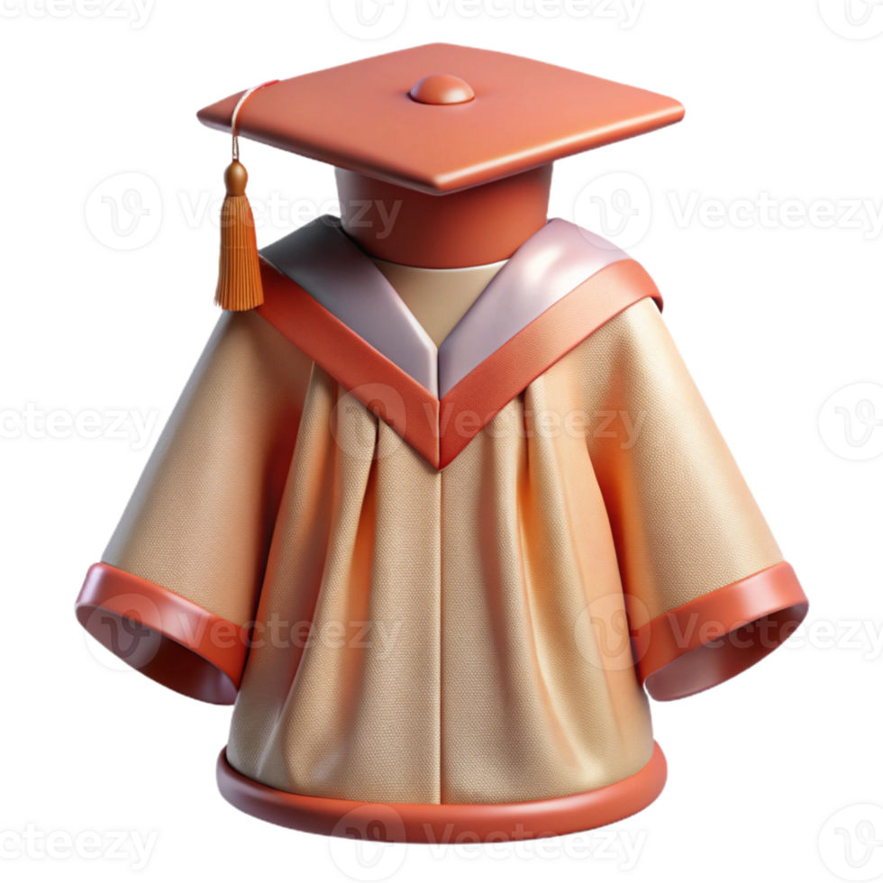 magnificent contemporary Graduation Gown and Cap Front View Isolated original png
