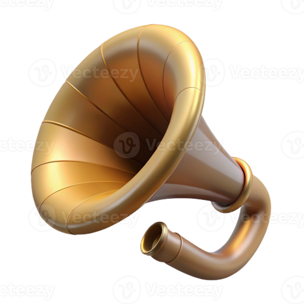 dramatic abstract Gramophone Horn Detailed Isolated on Transparent Background high quality png