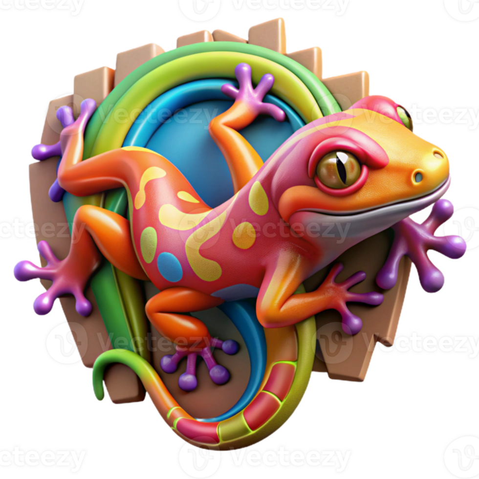 vibrant creative Graffiti Wall with Lizard Cutout Vibrant Colors premium png