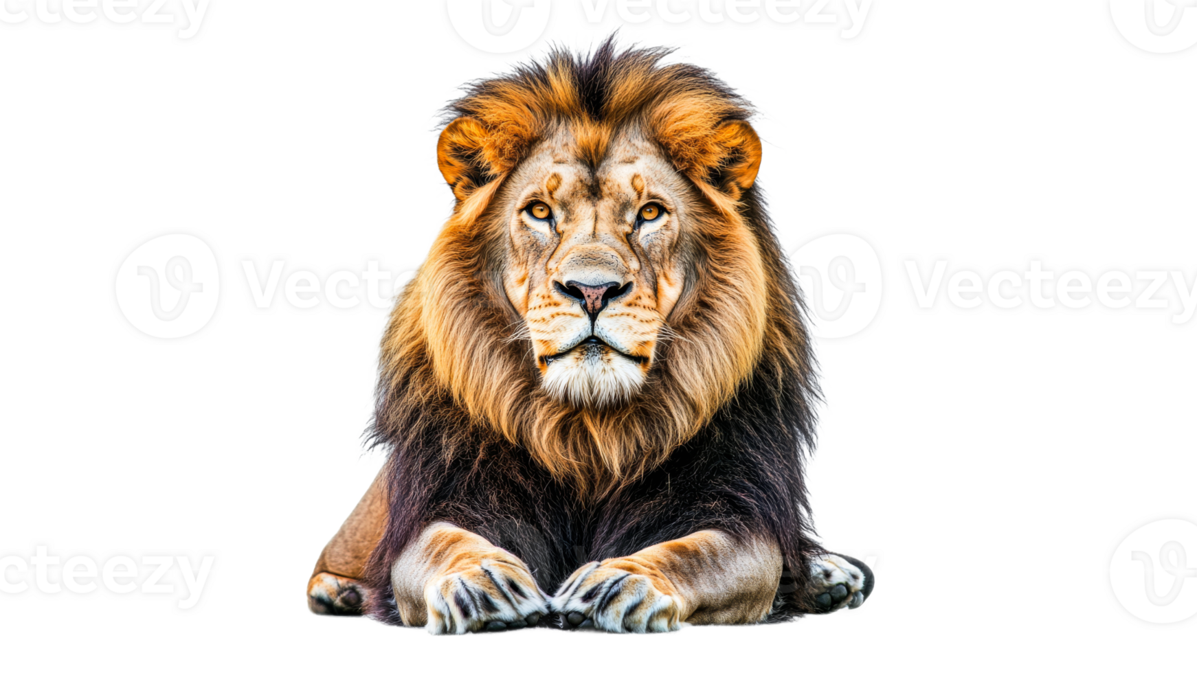 Majestic lion resting in a calm pose transparent png